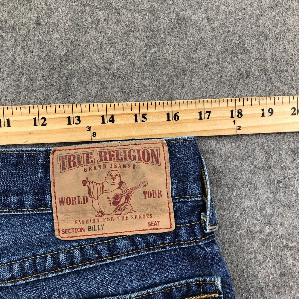 True Religion Billy Jeans Mens 33x34 Blue Medium Wash Bootcut USA Denim Pants